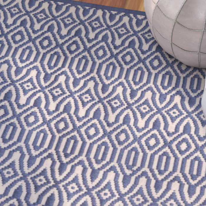 Dakota Fields Aubuchon Handmade Flatweave Wool Blue Rug Wayfair
